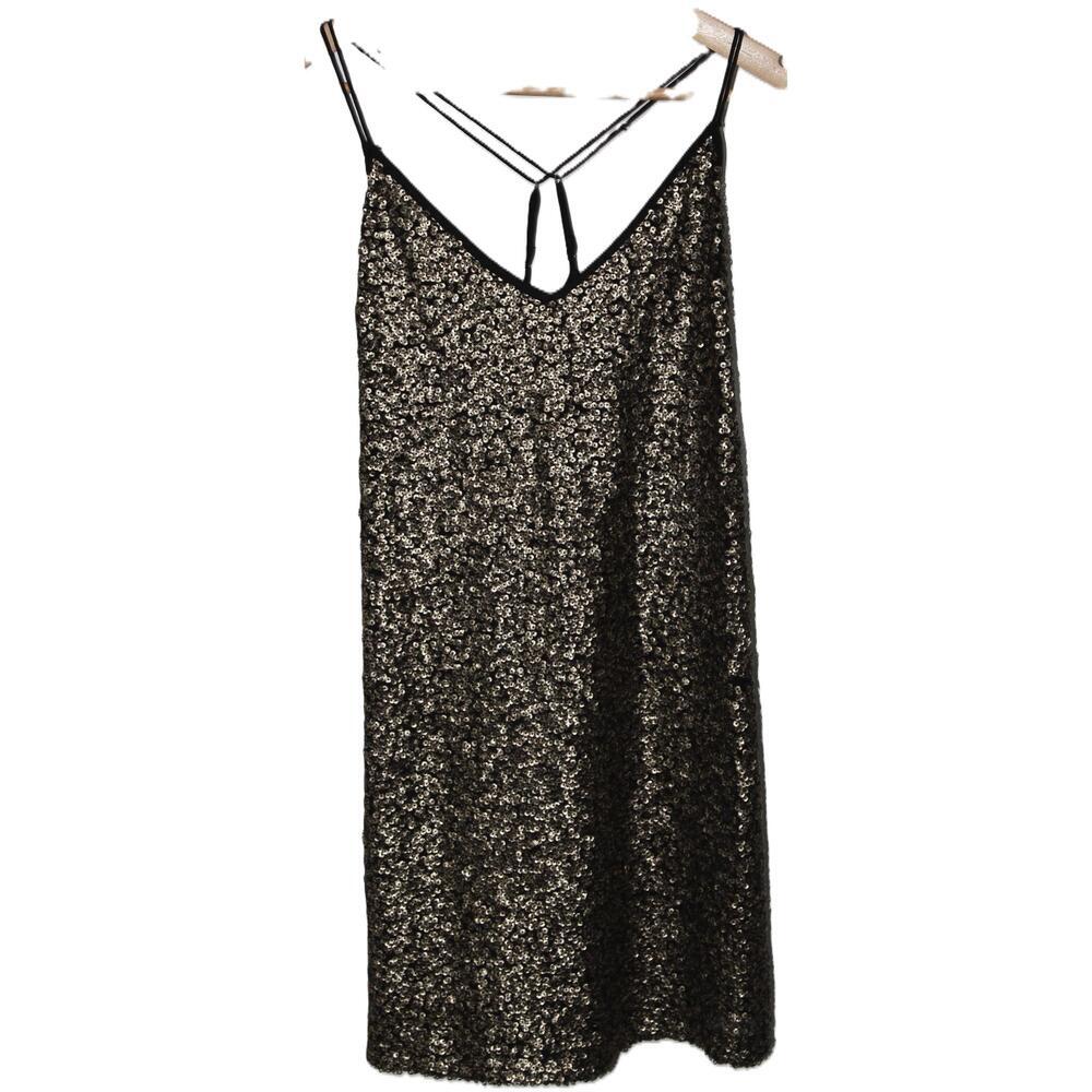 Womens Abercrombie & Fitch Black Gold Sleeveless Sequined Mini Dress Size Small